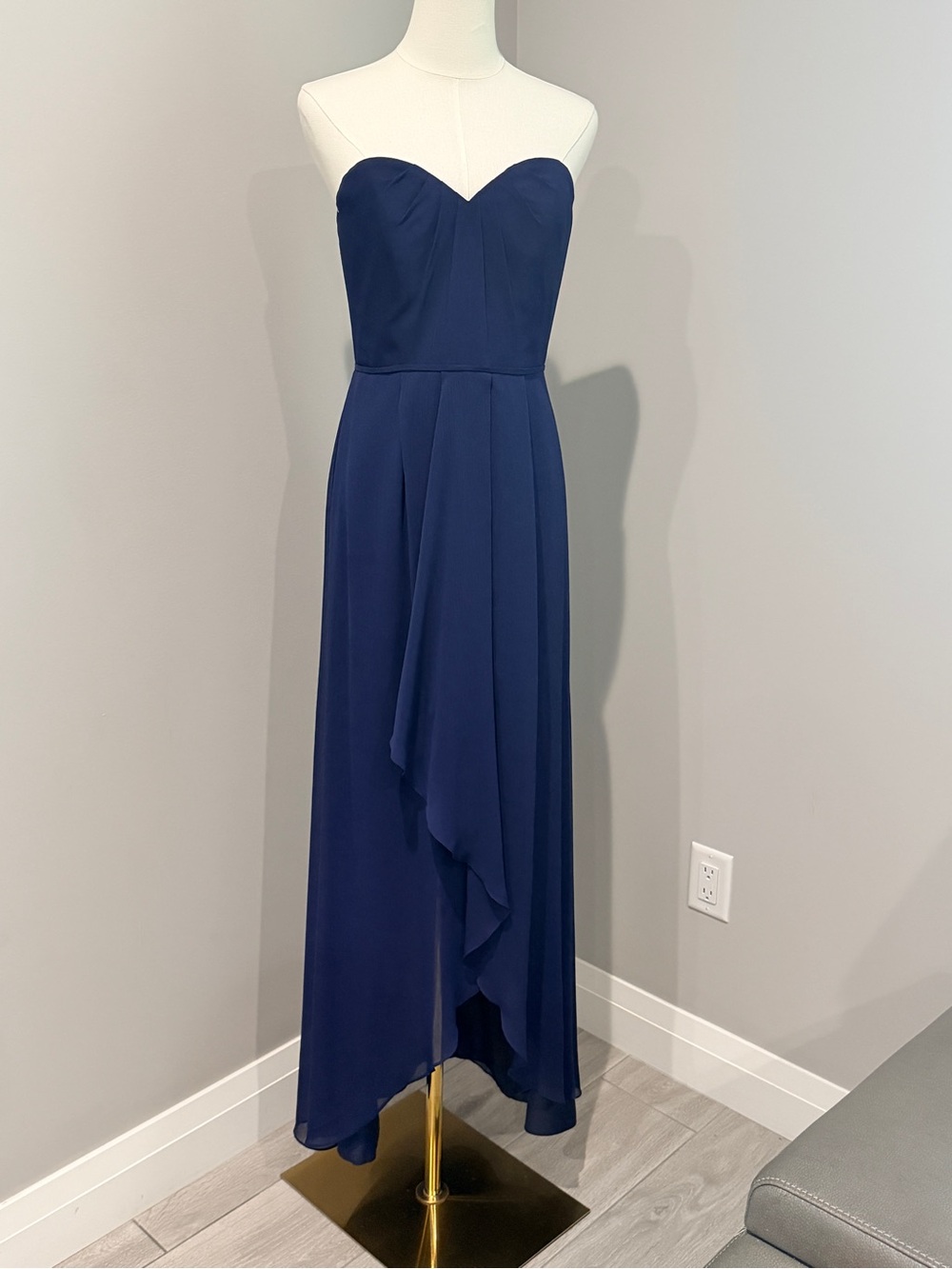 David's Bridal Navy Strapless Sweetheart Gown